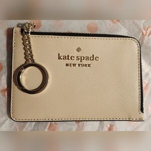 KATE SPADE Leather Zip Card Holder Key Chain NWT WLR00126
